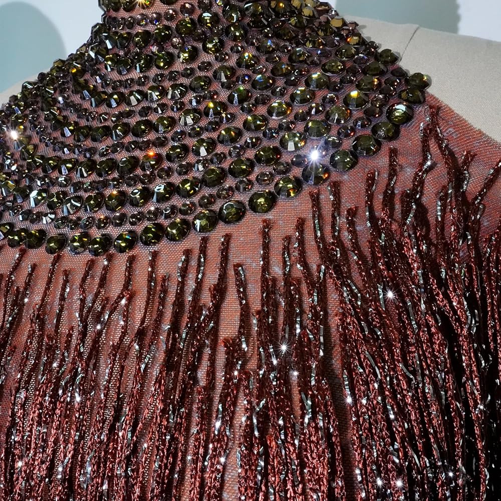 Amazon.com: Youmeisha Sexy Fringe Rhinestone Perspective